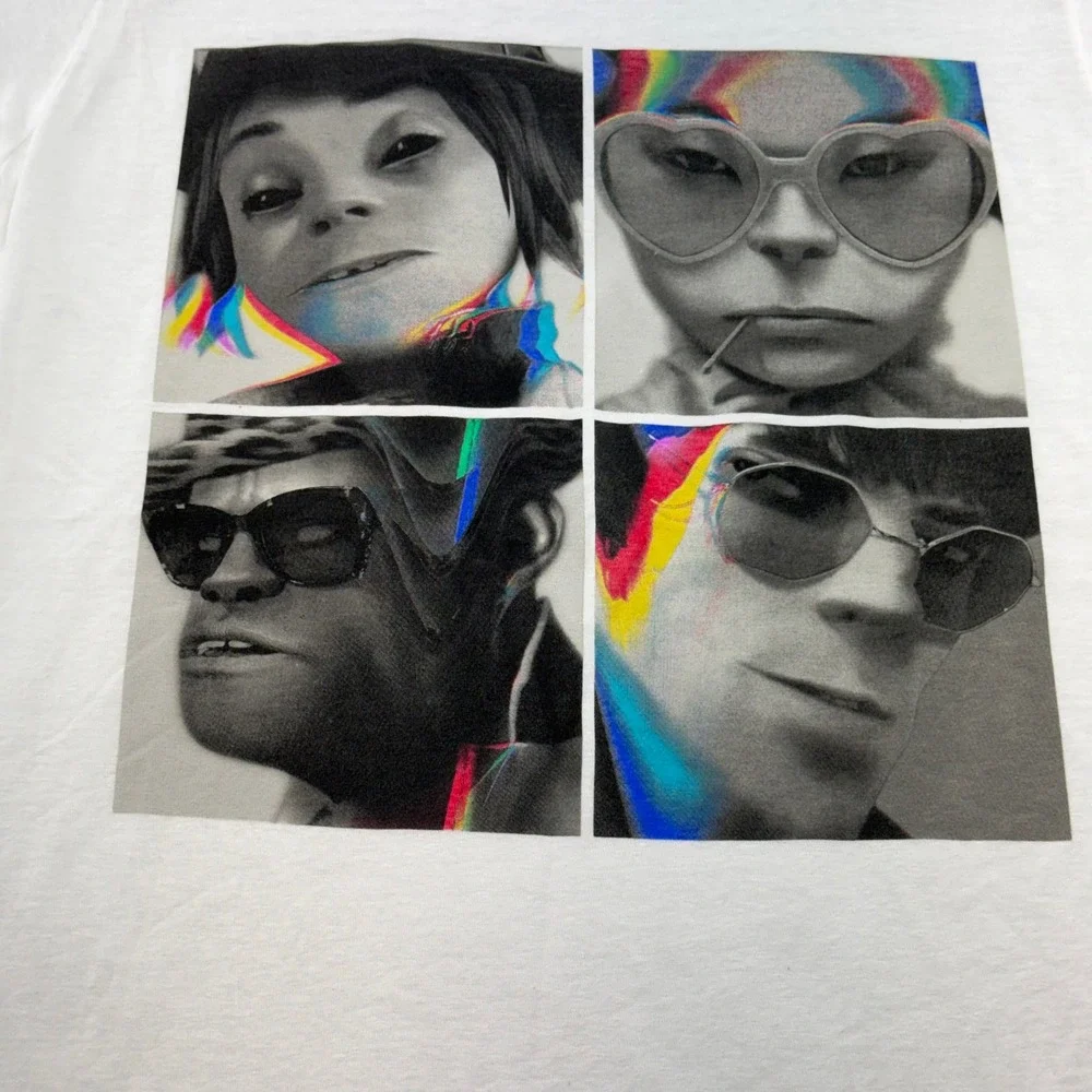 Gorillaz T-Shirt White Tultex Medium Ringspun Cotton Band Tee Womens Pop Virtual